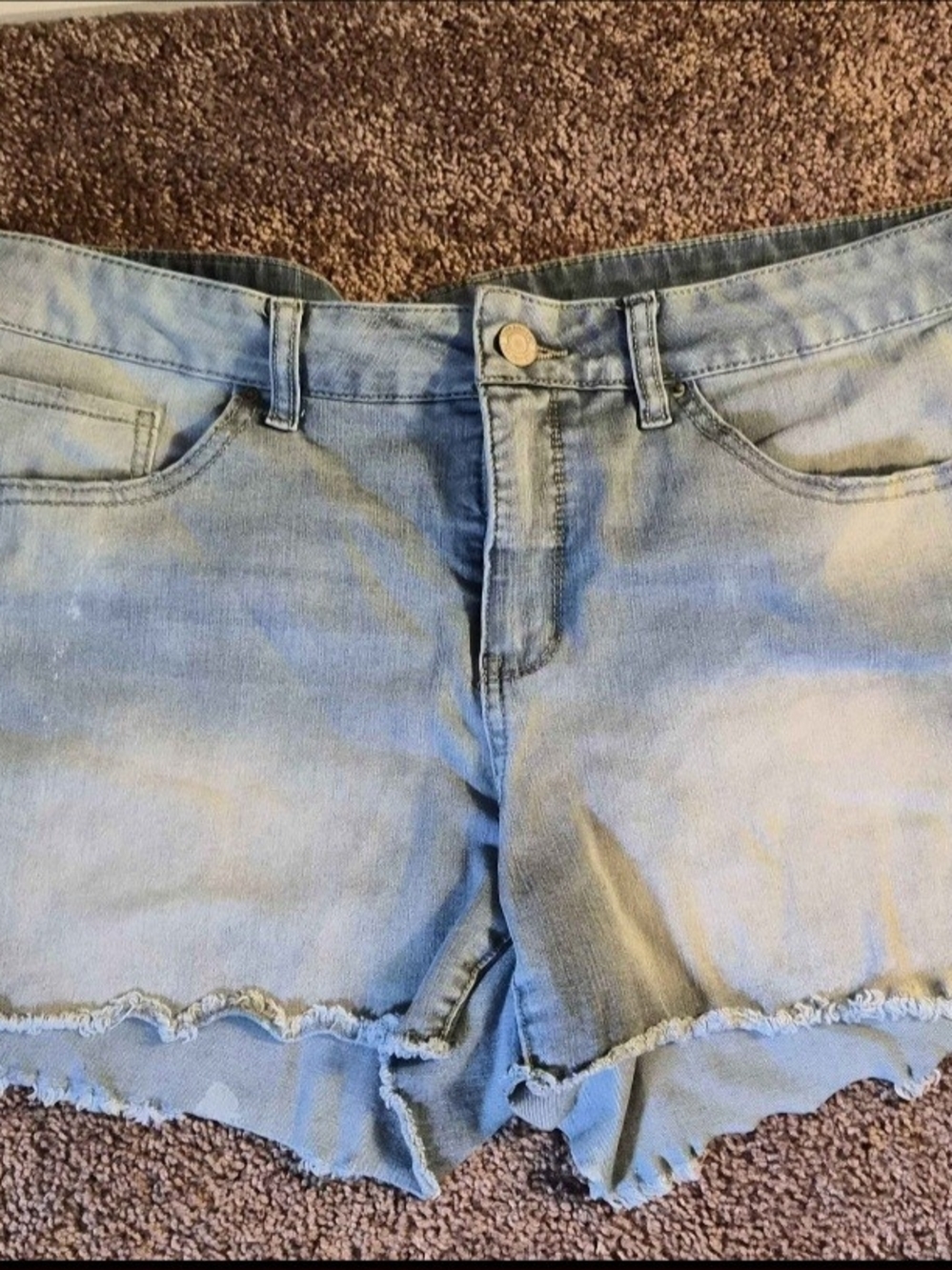 Time and Tru Light Blue Denim Cutoff Shorts with Frayed Hem